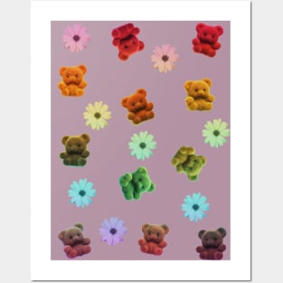 bears and flowers Posters and Art